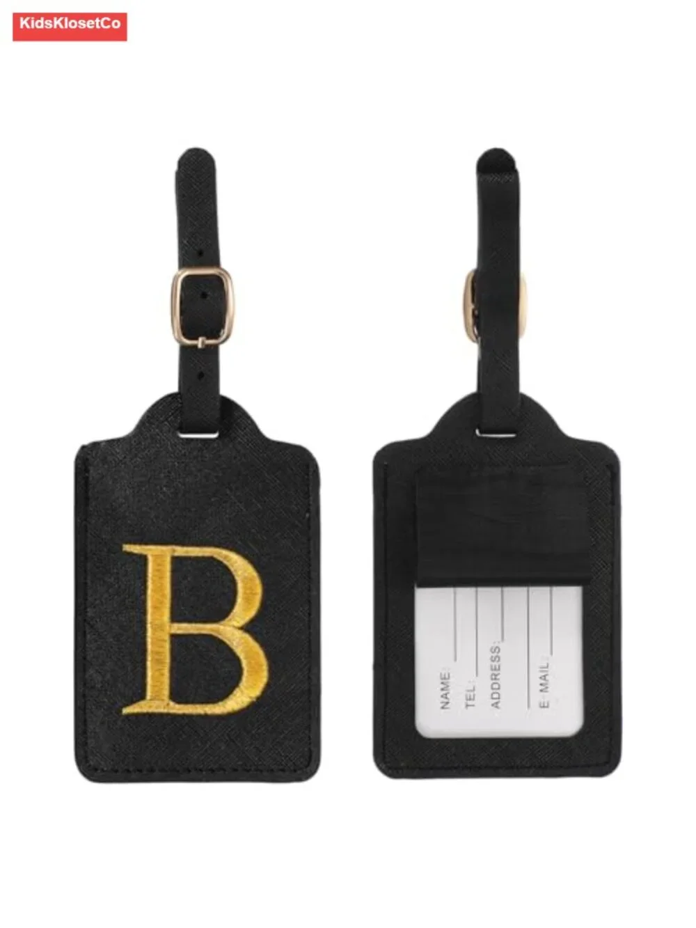 PU Leather Personalized Initial Luggage Tags with Privacy Card, 2 Pack for
